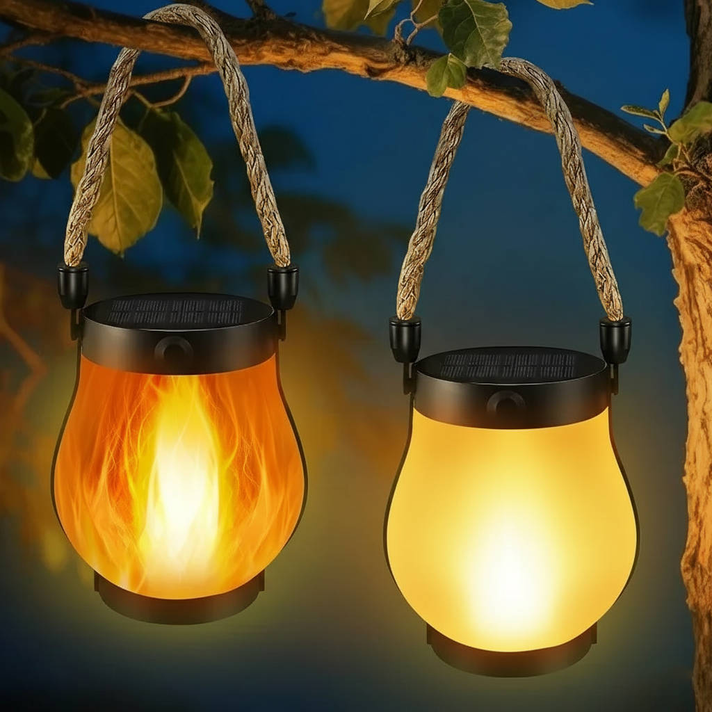 Lanternes Solaires Effet Flamme pour Véranda