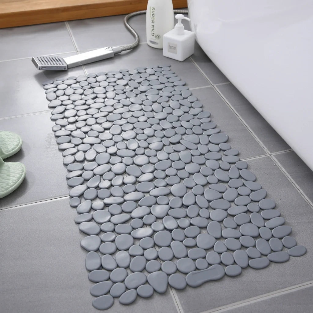 Pebble-Effect PVC Shower Mat, 88 × 40 cm