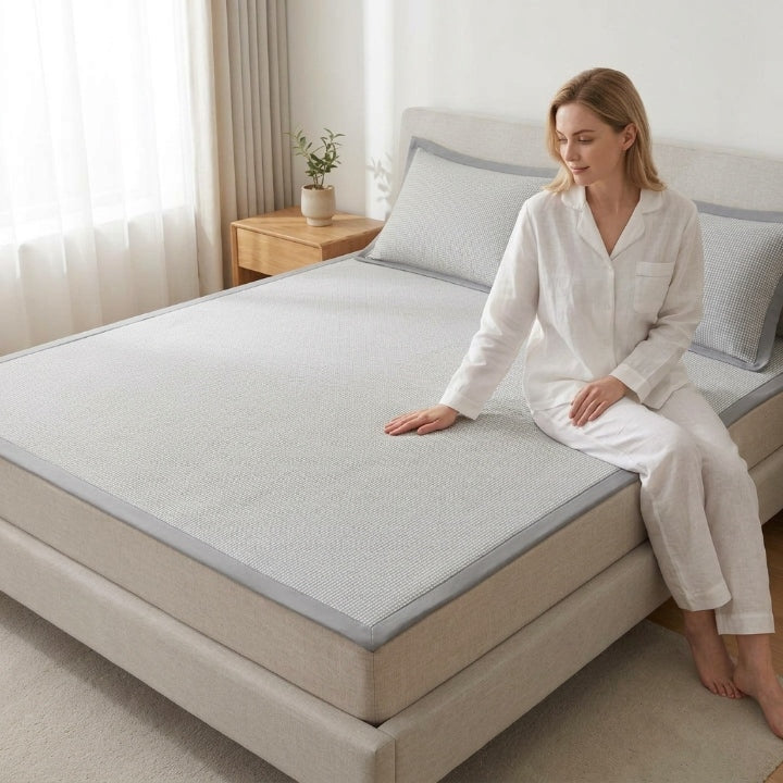 Ice Silk Fibre Mattress Protector with Pillowcases