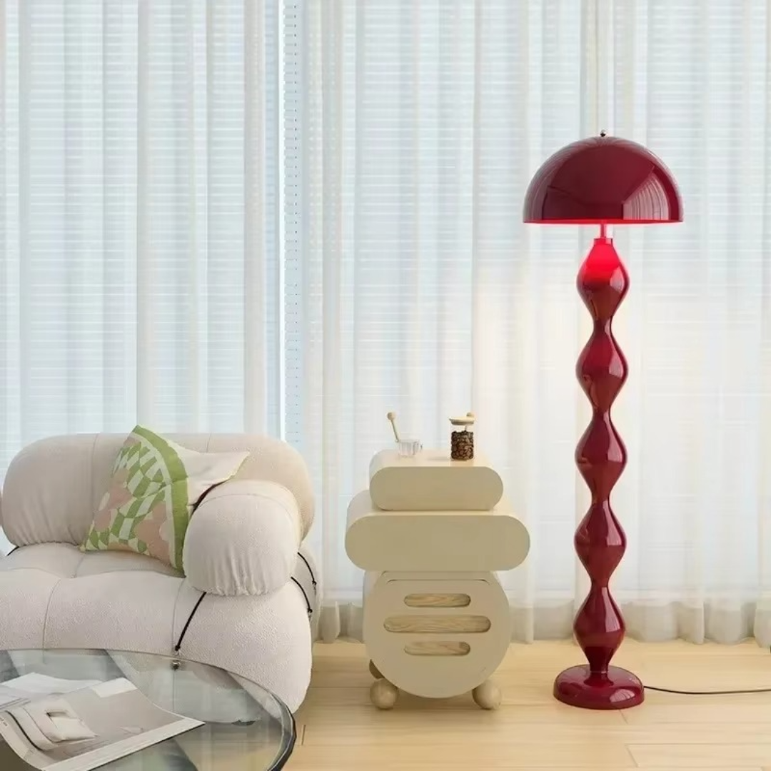 Glossy Black Metal Floor Lamp - Art Deco Inspired Design 4
