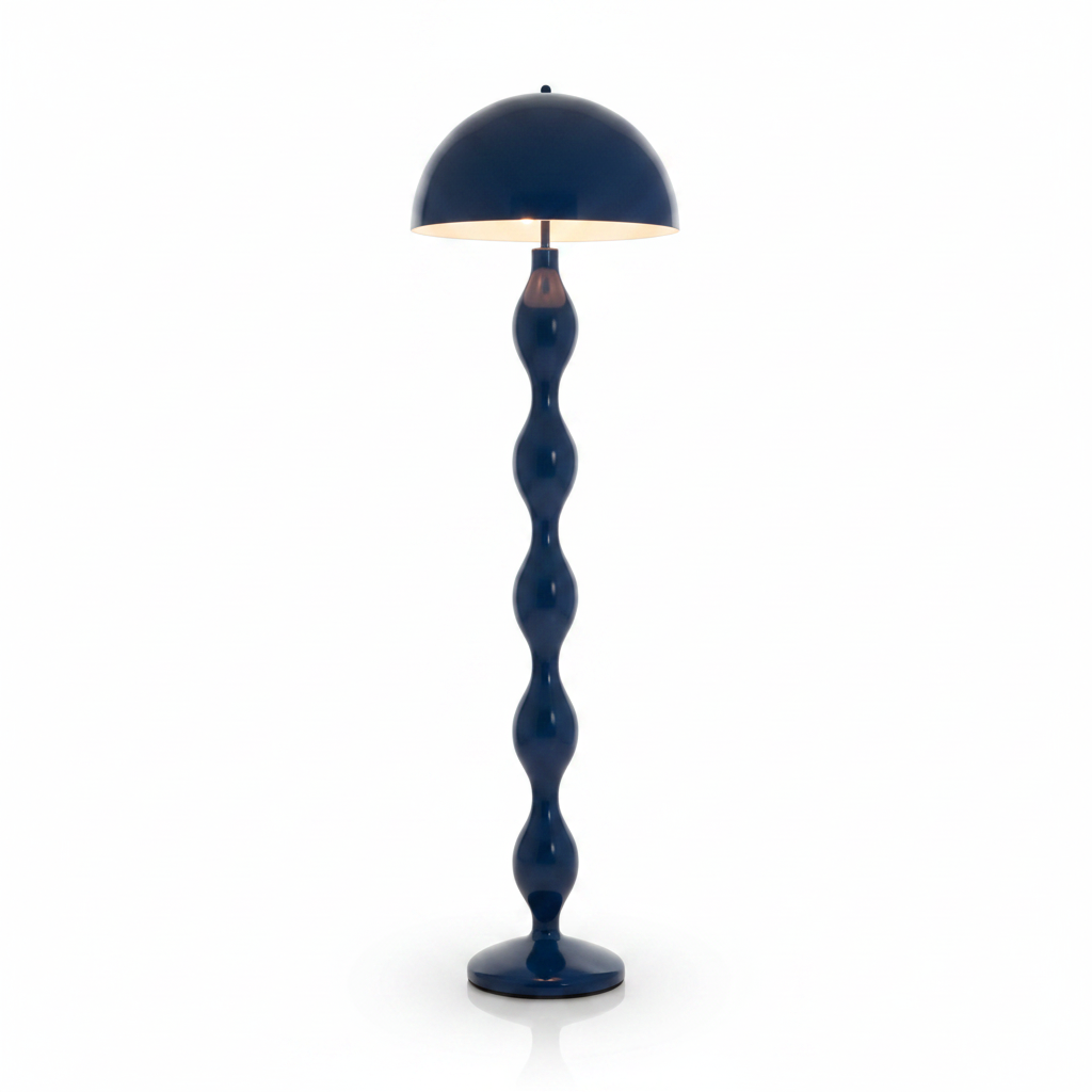Glossy Black Metal Floor Lamp - Art Deco Inspired Design 6