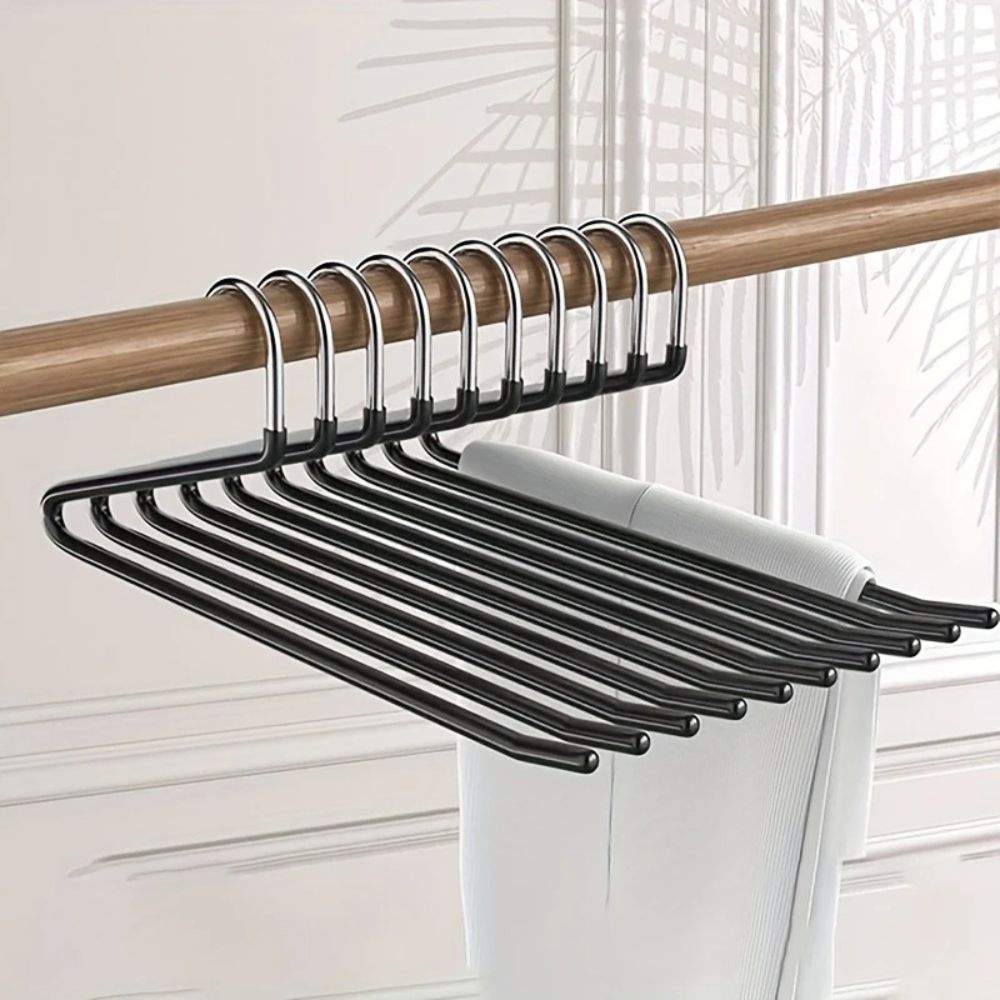 Set of 10 Stainless Steel Z-Shaped Trouser Hangers