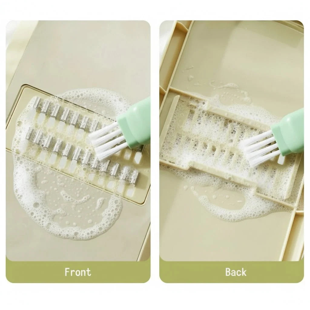 Double-Sided Knife Cleaning Brush with Magnetic Guide
