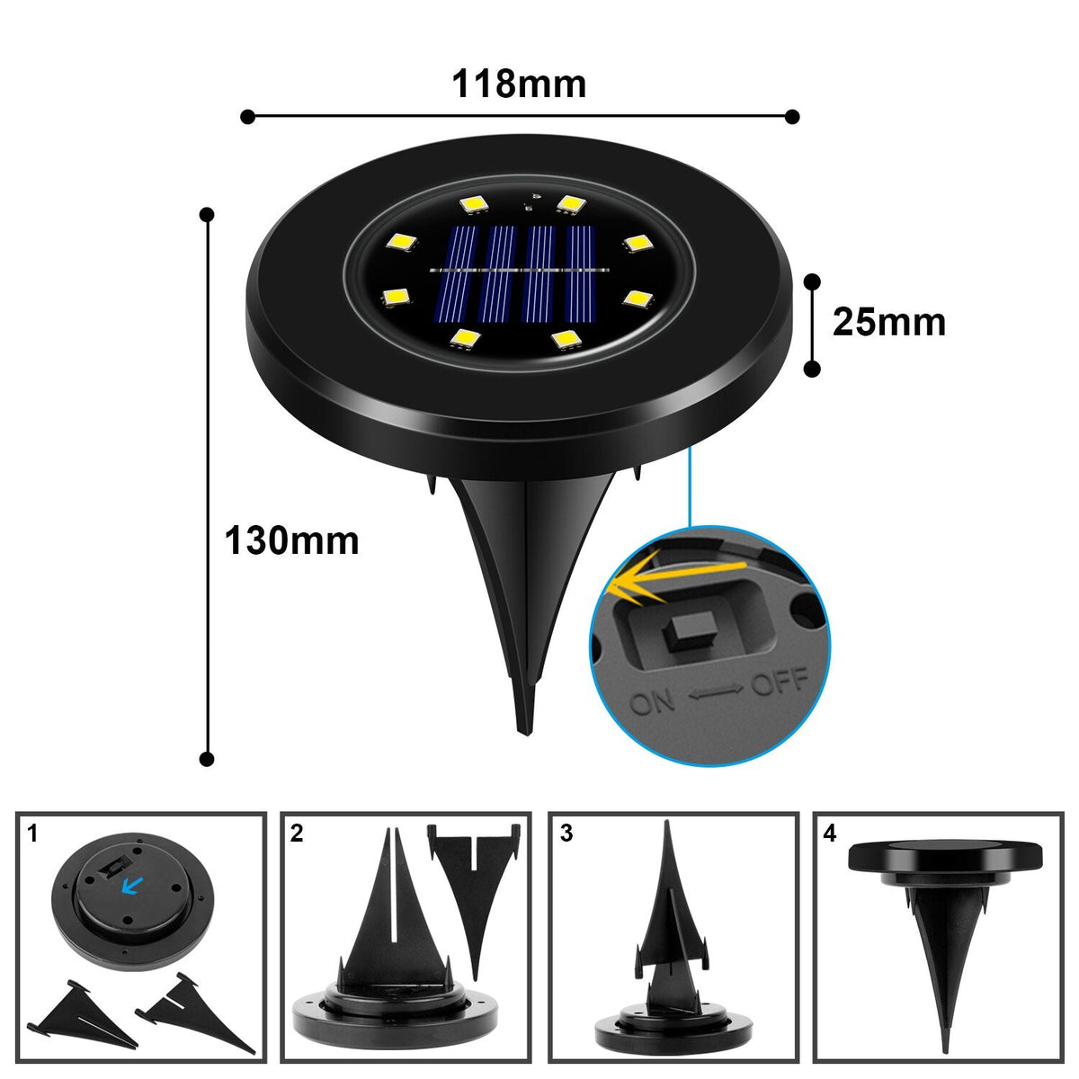 Lampes de Jardin Solaires LED - Édition Noire
