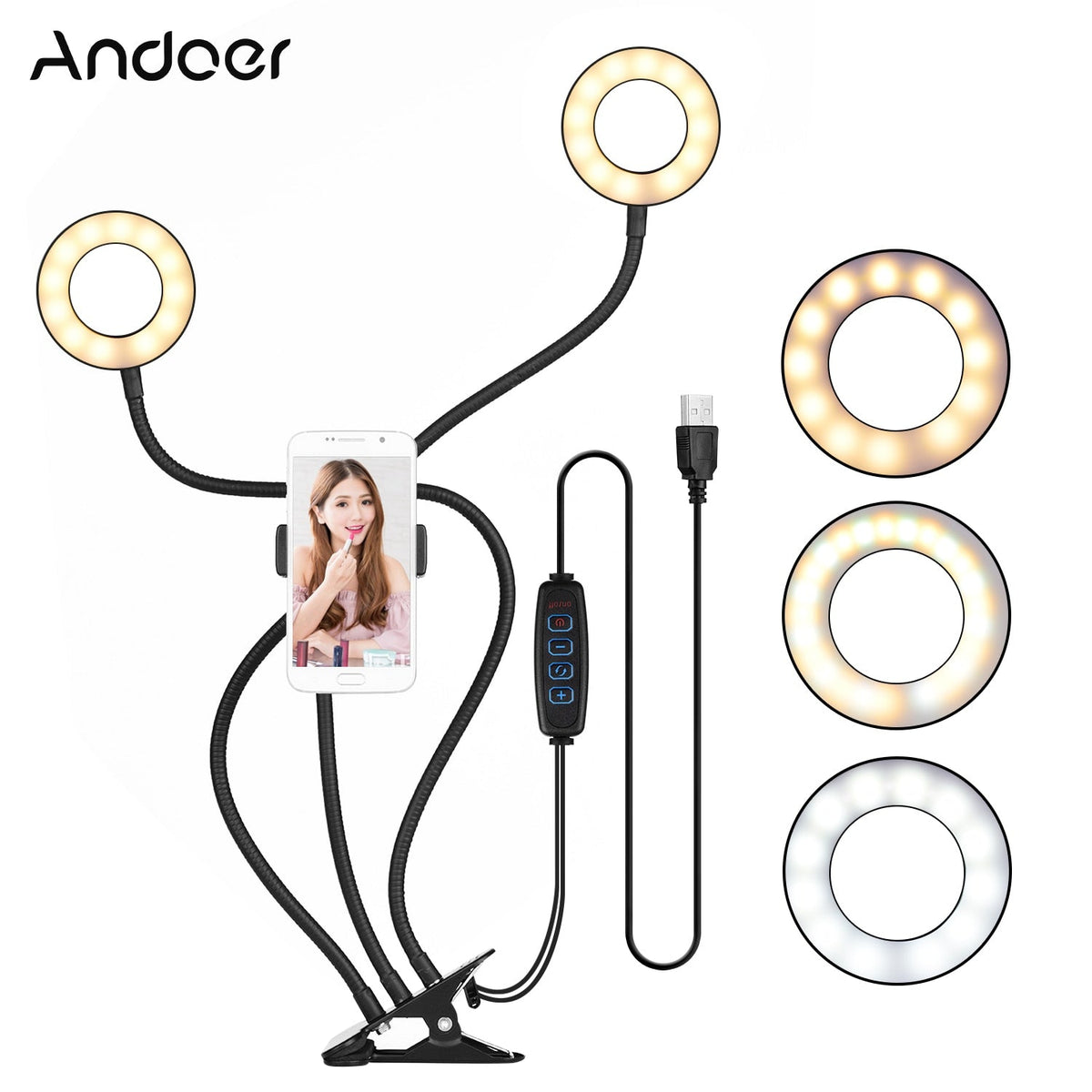Lampe Annulaire LED à Pince Flexible