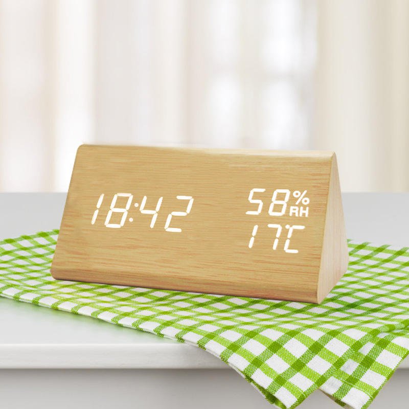 Wood-Look Digital Clock with Temperature