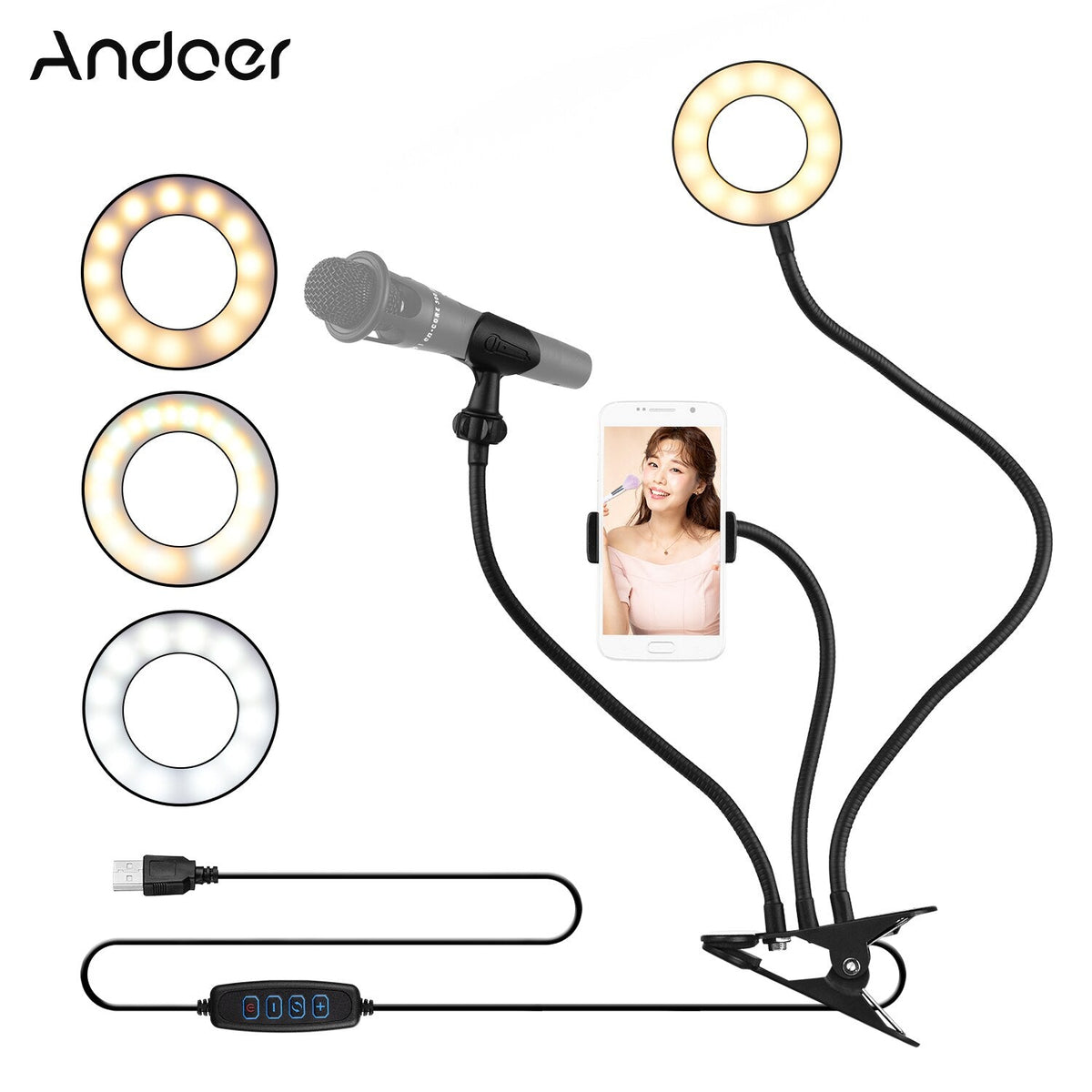 Lampe Annulaire LED à Pince Flexible