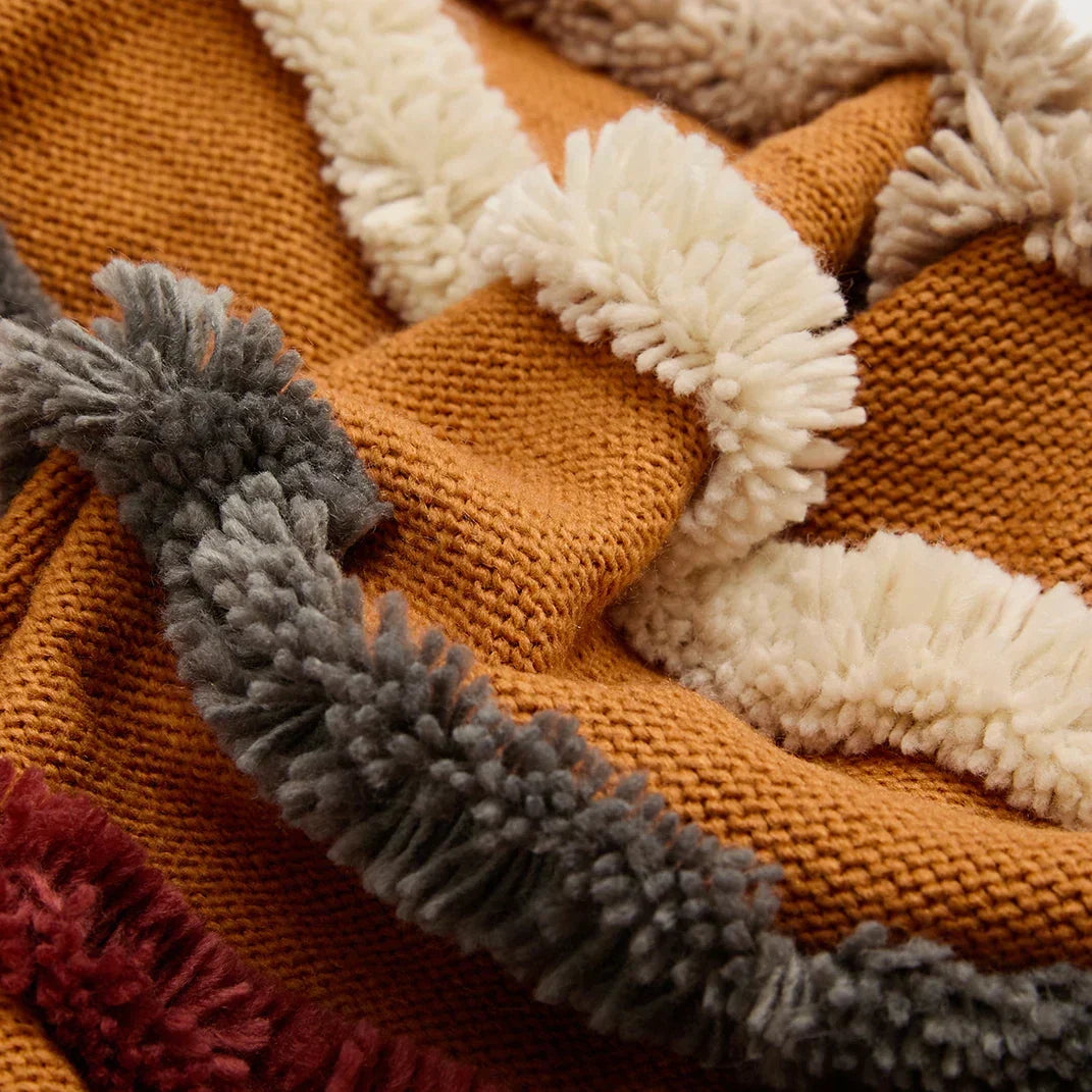 Velours Rayé - Housse de Coussin à Franges 45 x 45