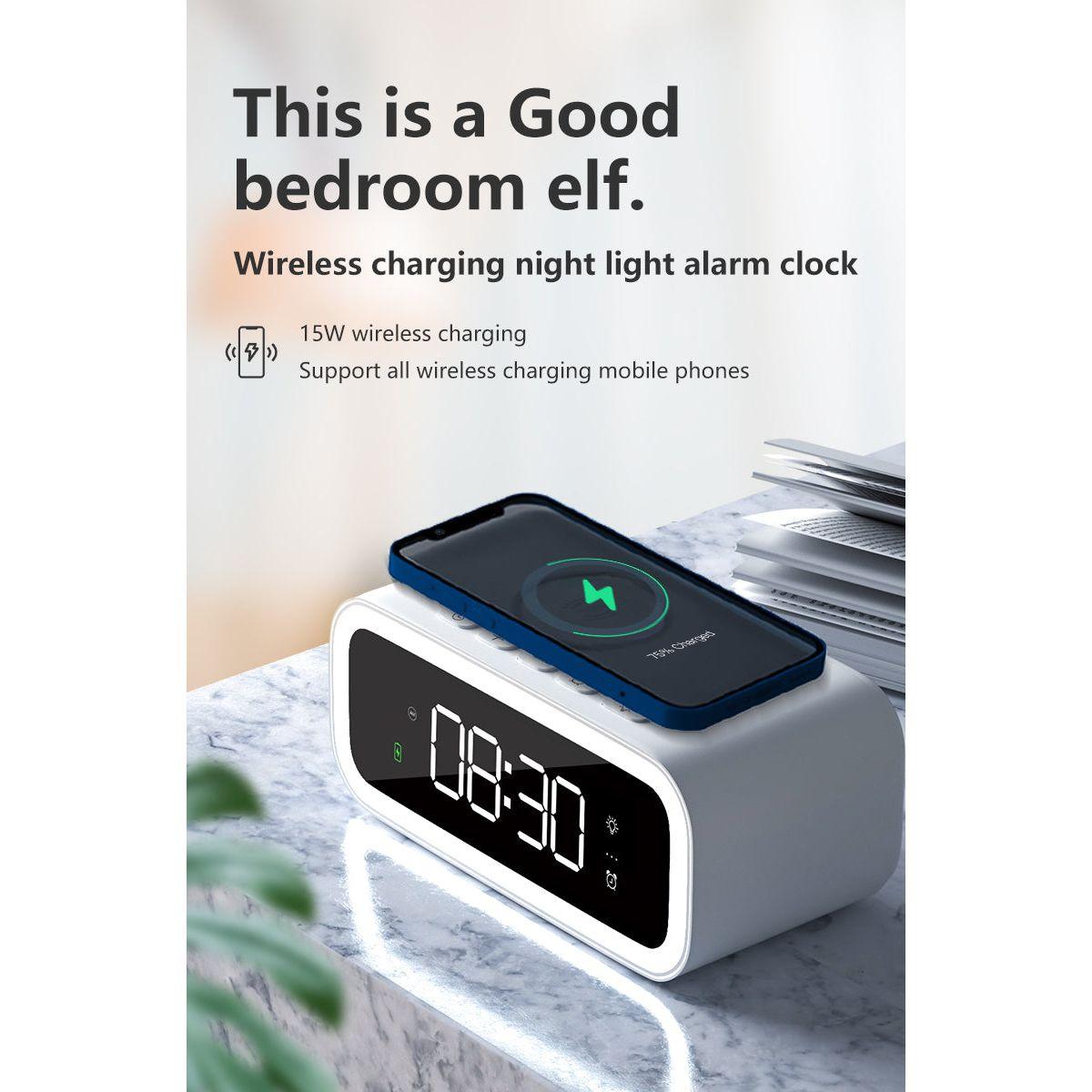 LED Digital Alarm Clock with Qi Wireless Charger