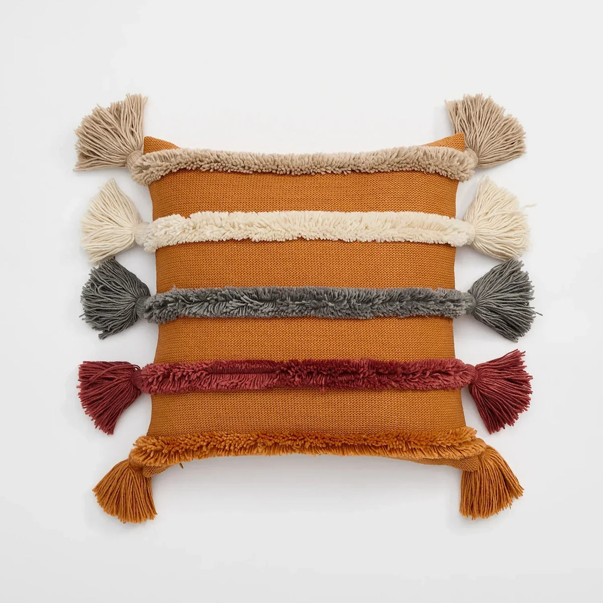 Velours Rayé - Housse de Coussin à Franges 45 x 45