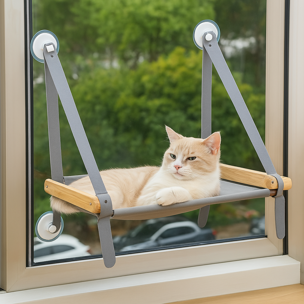Hamac Pour Chat en Bois Naturel | Design Scandinave Élégant pour un Confort Optimal 3