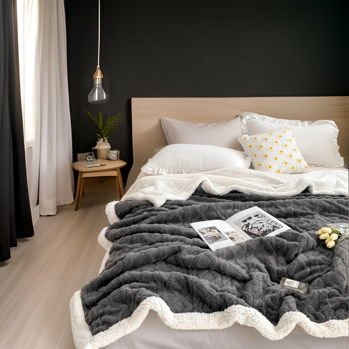 Plaid polaire double face épais et doux