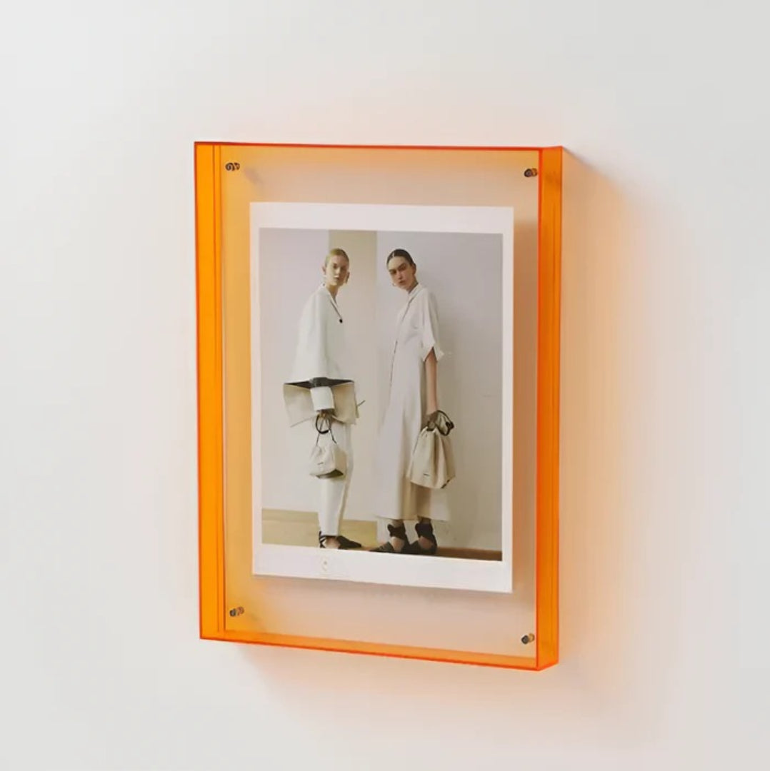 Cadre Photo Acrylique Transparent Minimaliste - Orange