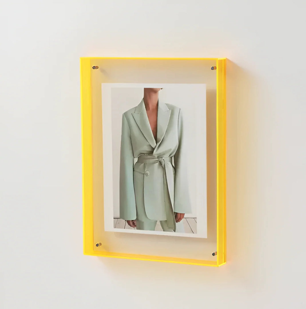 Cadre Photo Acrylique Transparent Minimaliste - Jaune