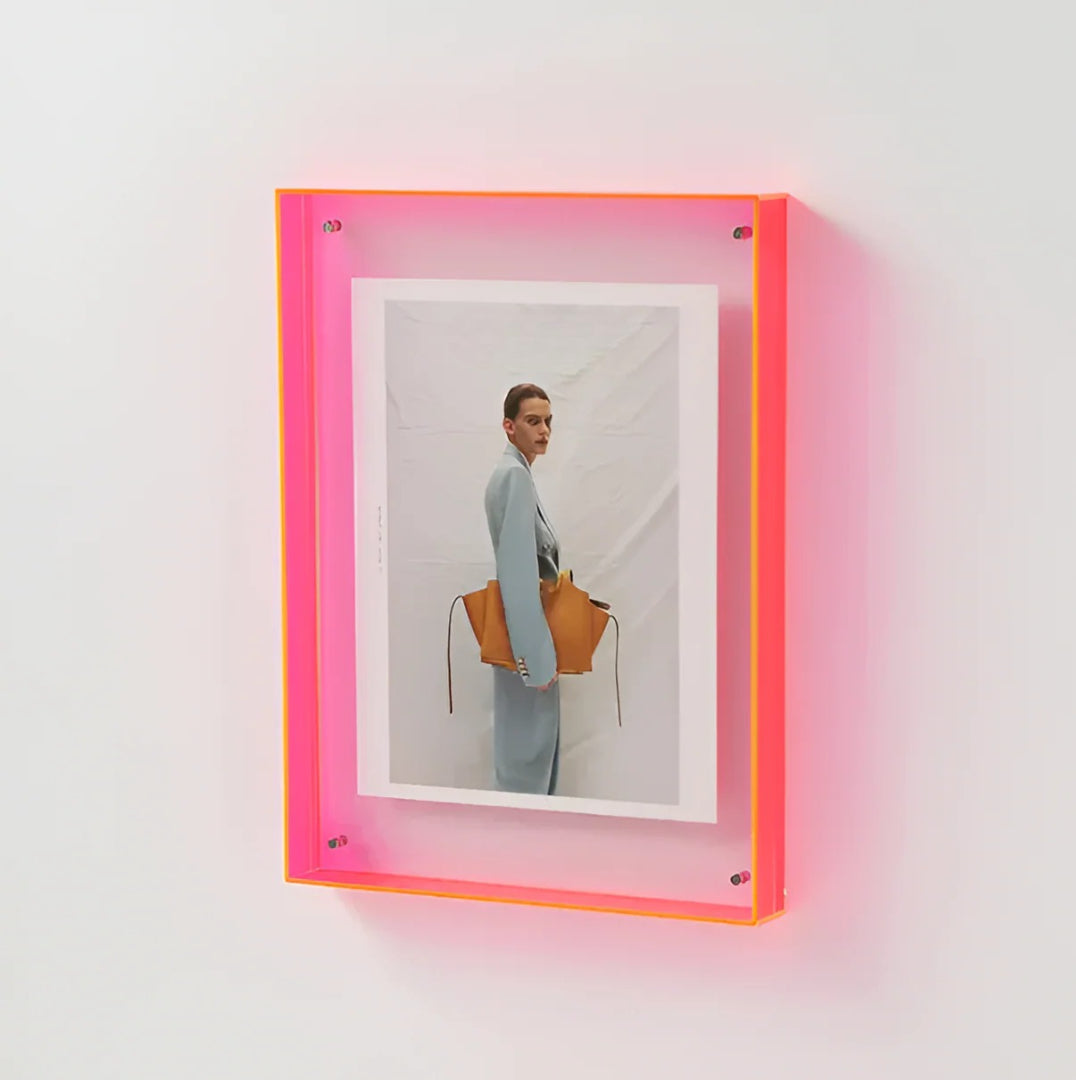 Cadre Photo Acrylique Transparent Minimaliste - Rouge fluorescent
