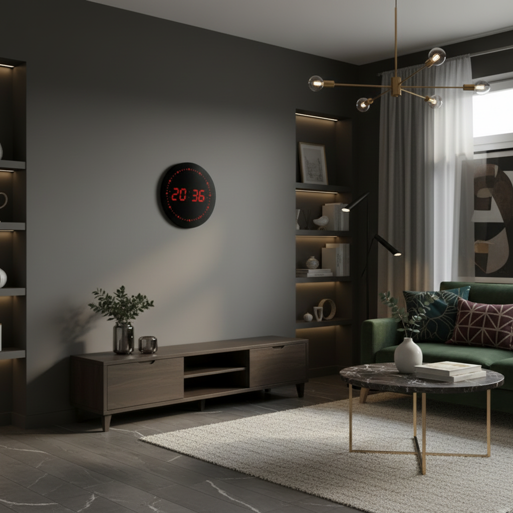 Horloge Murale Design Minimaliste avec Chiffres LED | Élégance Moderne pour un Intérieur Épuré 1