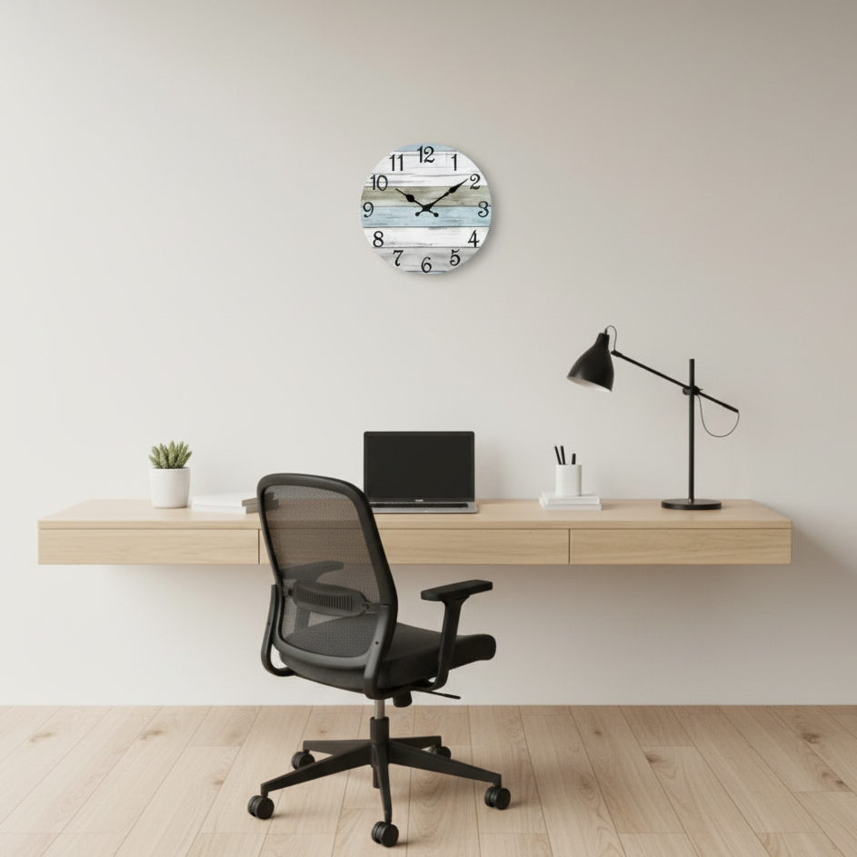 Horloge Murale Design Ronde en Métal Bleu Océan | Élégance Nautique pour un Intérieur Apaisant 1