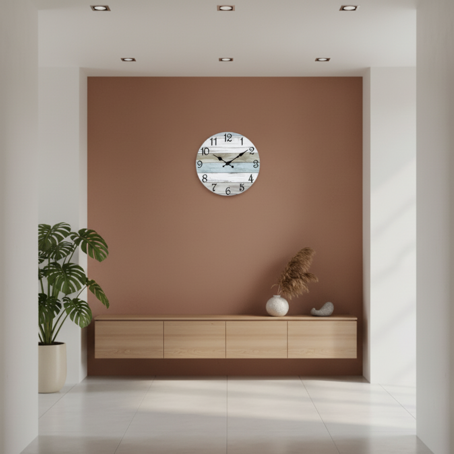 Horloge Murale Design Ronde en Métal Bleu Océan | Élégance Nautique pour un Intérieur Apaisant 2