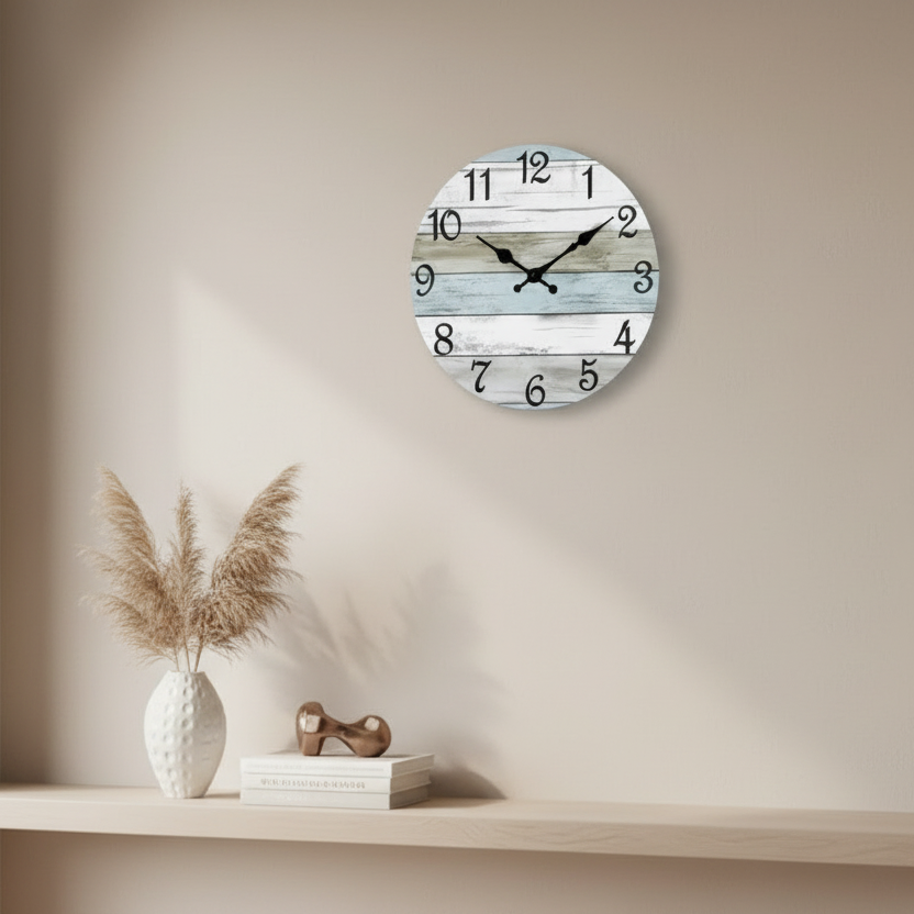 Horloge Murale Design Ronde en Métal Bleu Océan | Élégance Nautique pour un Intérieur Apaisant 4