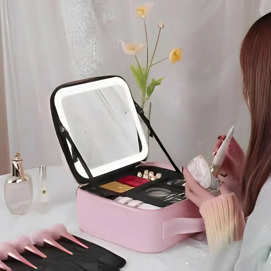 Pressmat Trousse Maquillage Portable Miroir LED