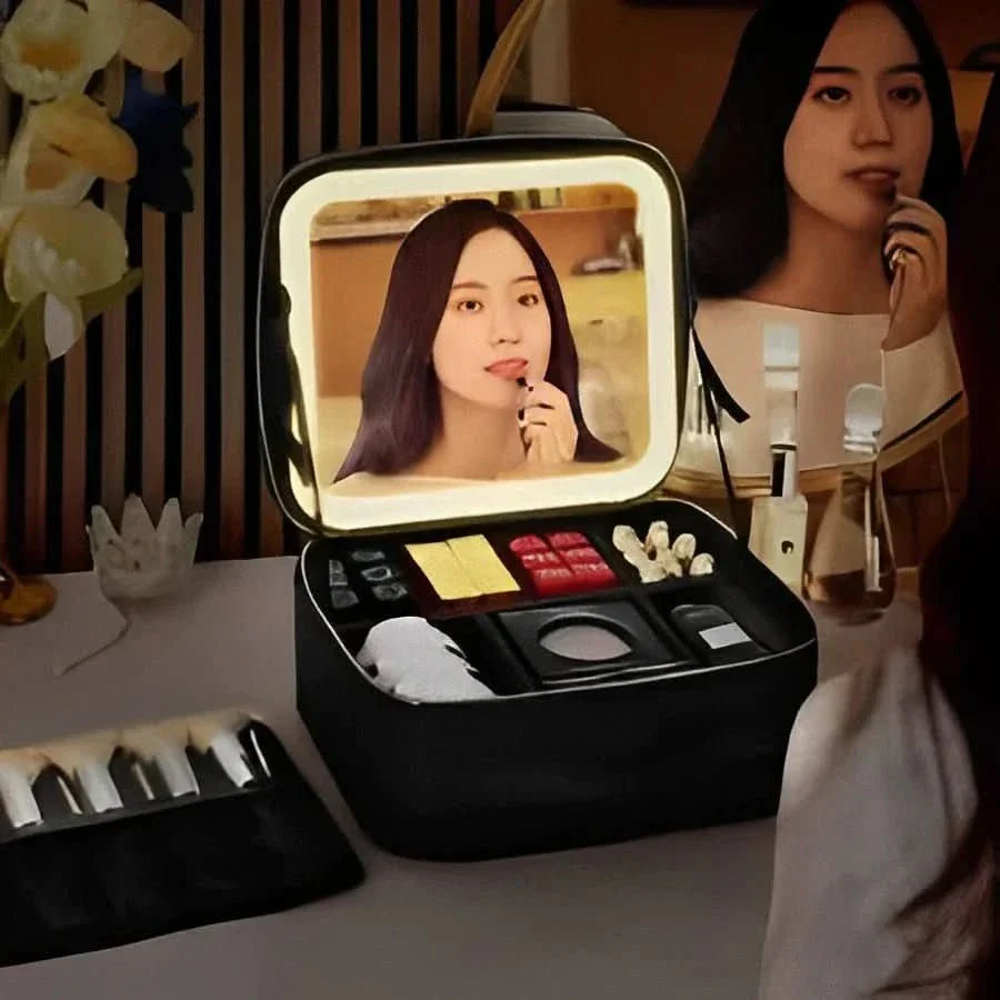 Pressmat Trousse Maquillage Portable Miroir LED