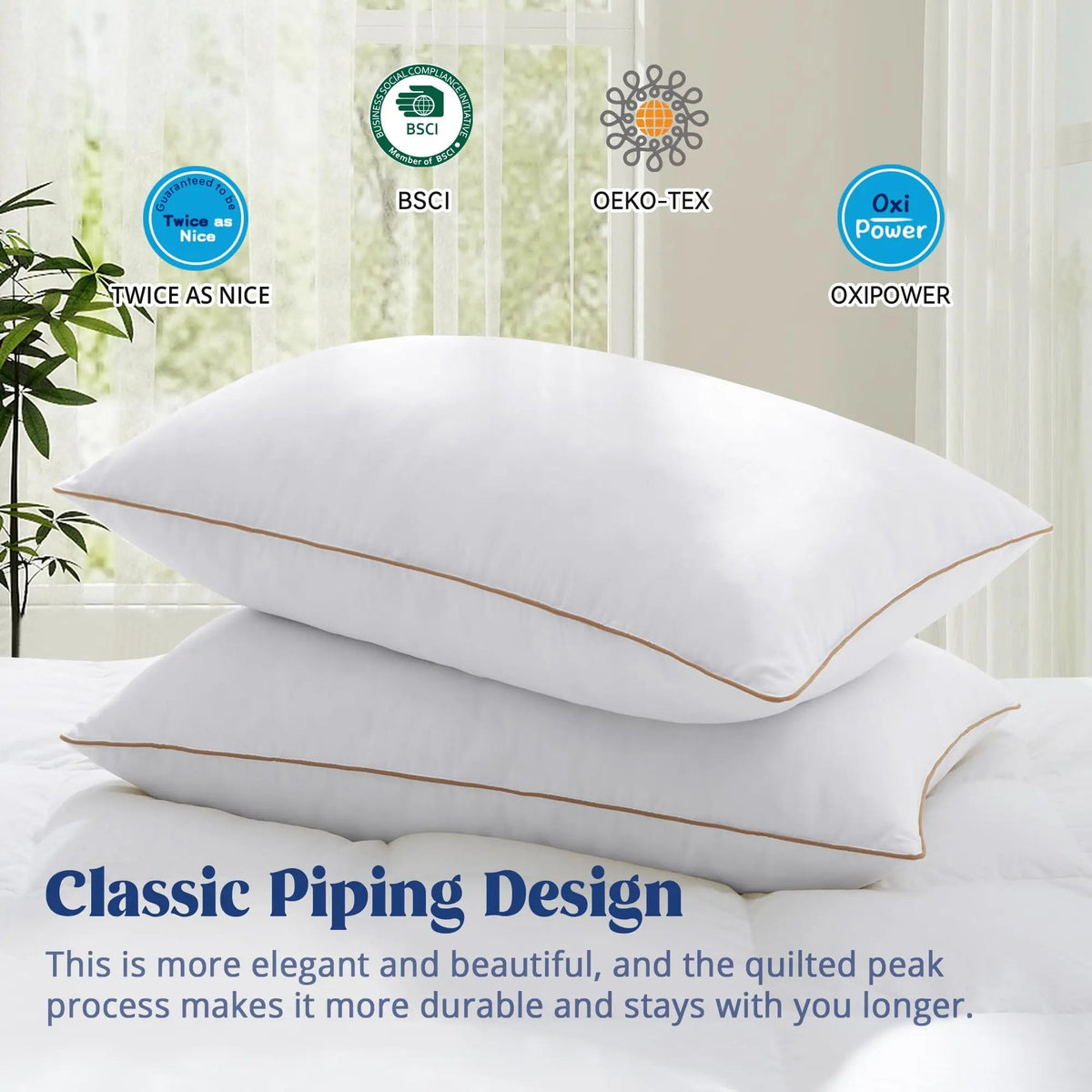 Goose Feather and Down Pillows, Cotton Cover