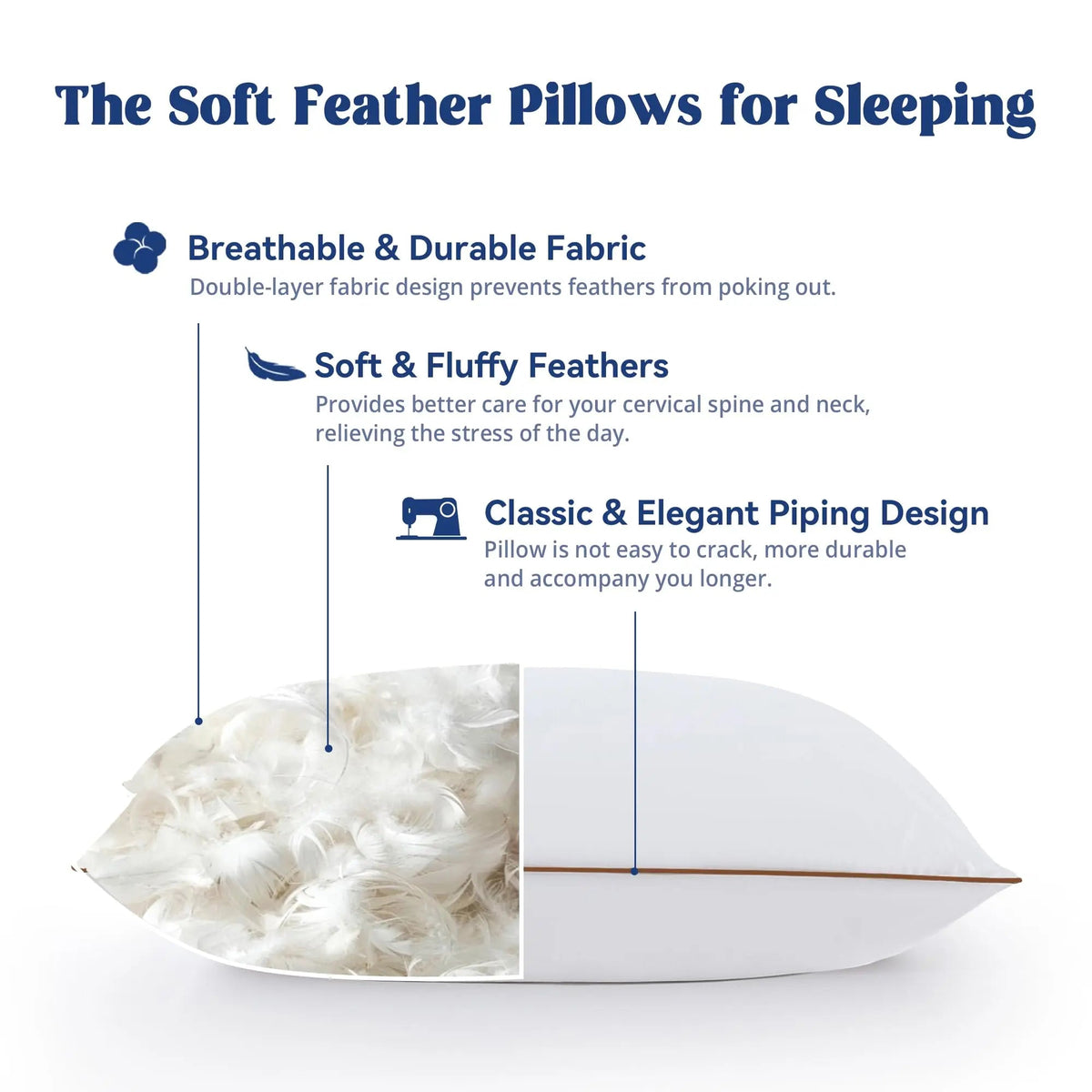 Goose Feather and Down Pillows, Cotton Cover