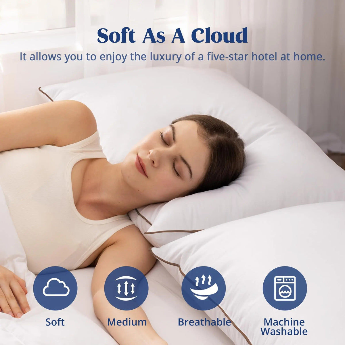 Oreillers en plumes et duvet d'oie, housse coton