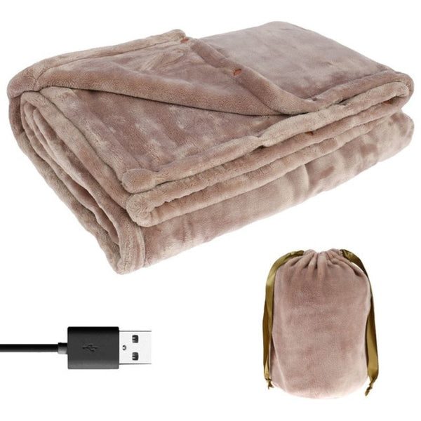 Plaid Chauffant USB Sans Fil en Flanelle Douce