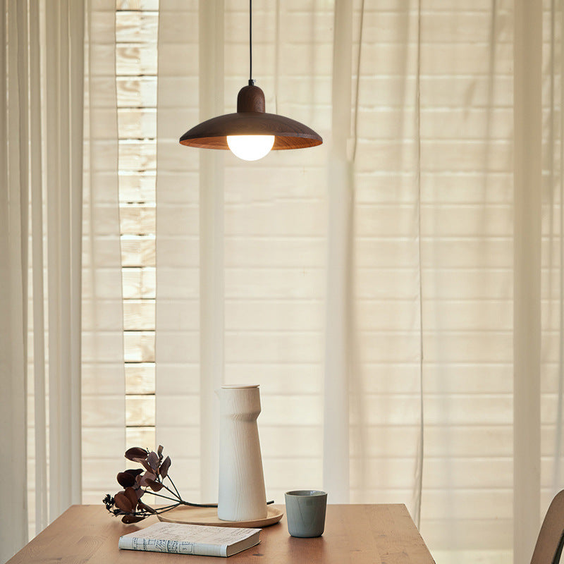 Suspension wabi-sabi en fer finition noyer