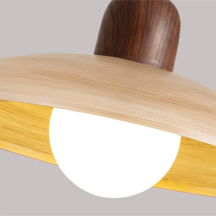Suspension wabi-sabi en fer finition noyer
