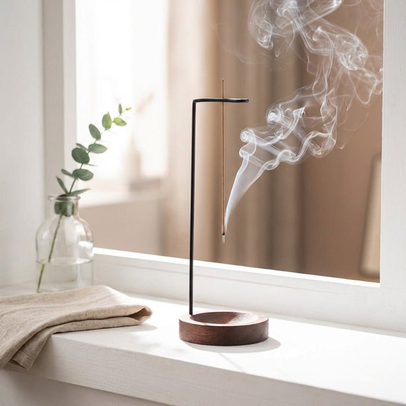 Porte-encens en bois suspendu méditation et yoga