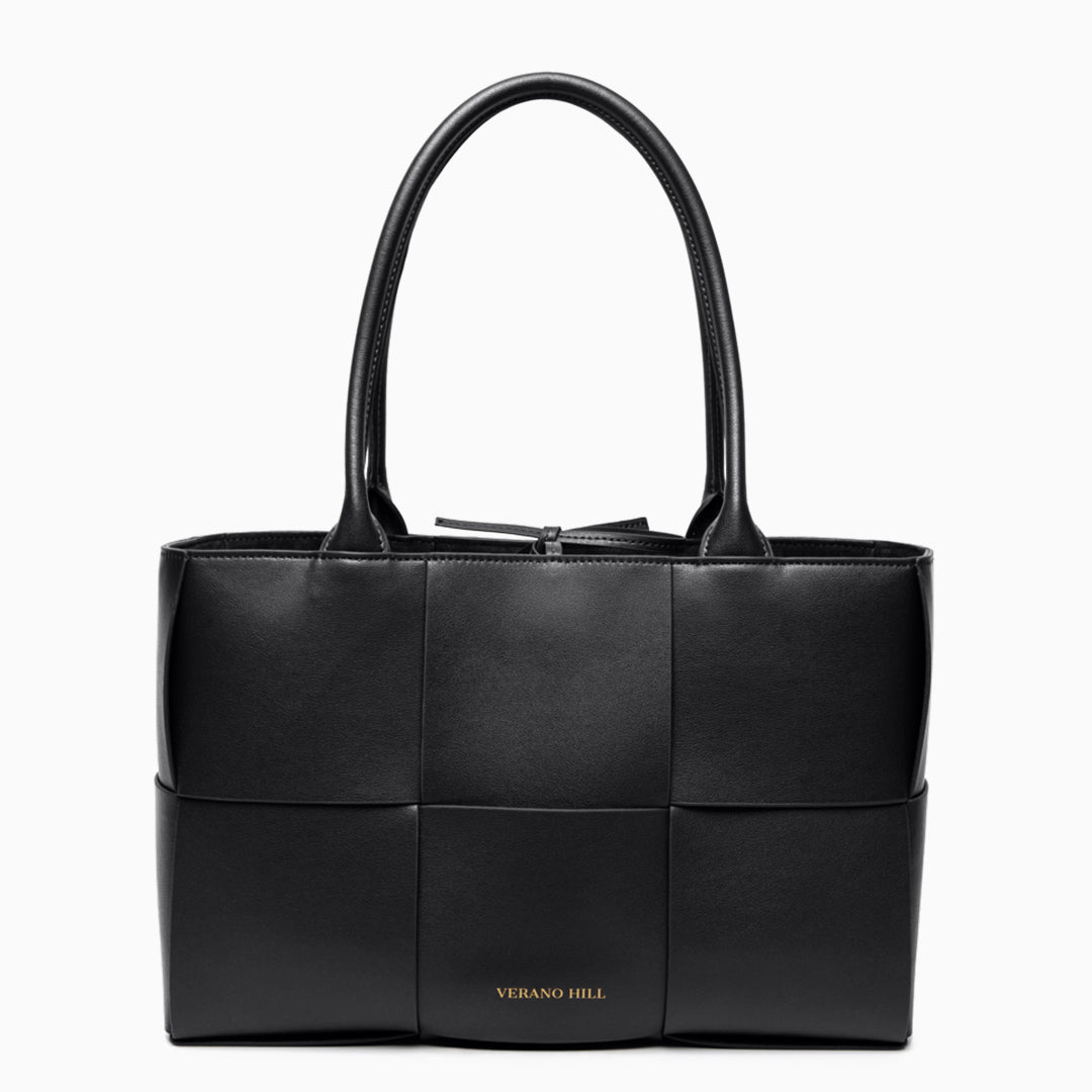 Sac cabas tressé moyen en similicuir