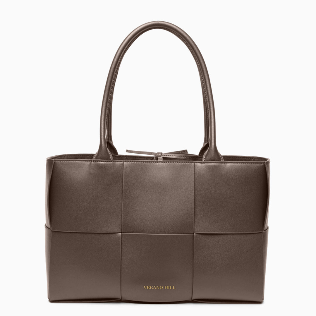 Sac cabas tressé moyen en similicuir