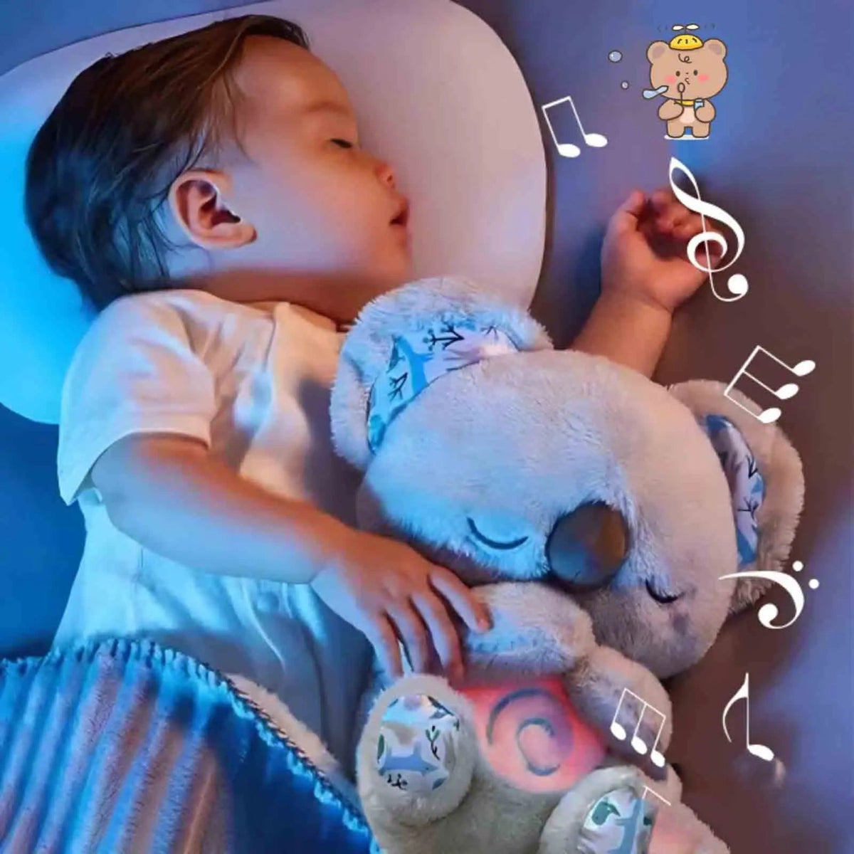 Koala en peluche musical qui respire, lumière douce