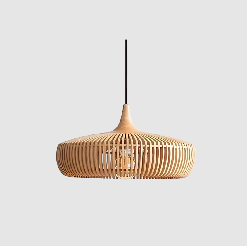 Japandi Solid Wood Pendant Light, 43 cm, E26/E27