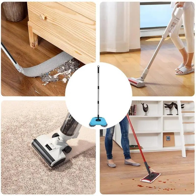 Balai 2-en-1 manuel avec brosse rotative