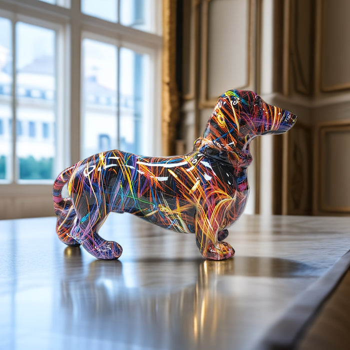Statuette teckel colorée décorative