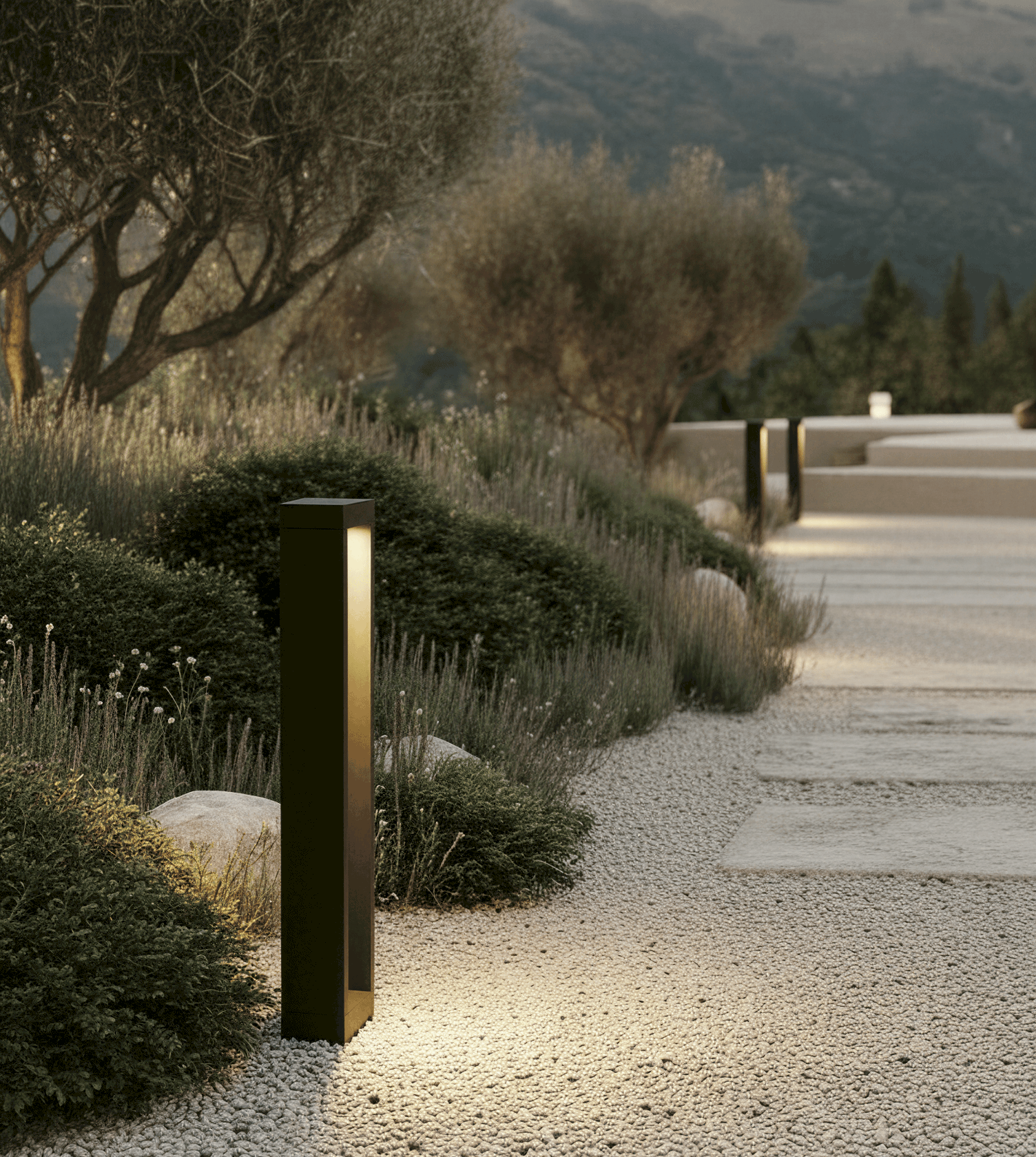 Lampadaire Extérieur en Aluminium Noir | Éclairage Double Face Minimaliste pour Allées Modernes 2