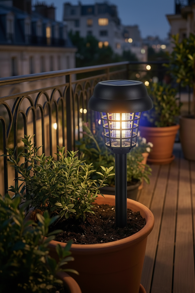 Lampe Solaire Extérieur en Aluminium | Éclairage Minimaliste et Anti-Moustiques pour un Jardin Élégant 3