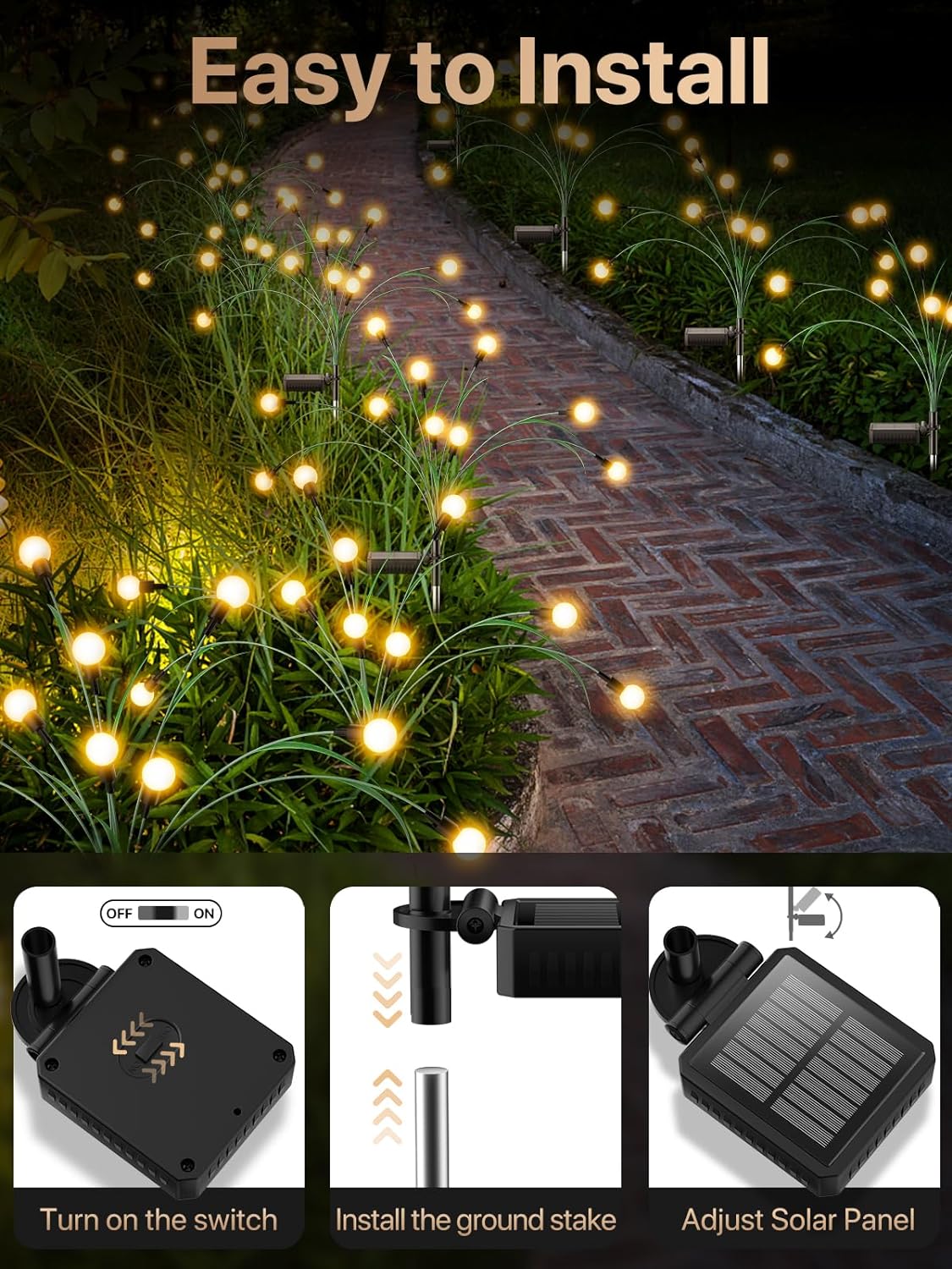 Lampe Solaire Jardin en PVC | Éclairage Extérieur Solaire Étanche pour Ambiance Enchantée 6