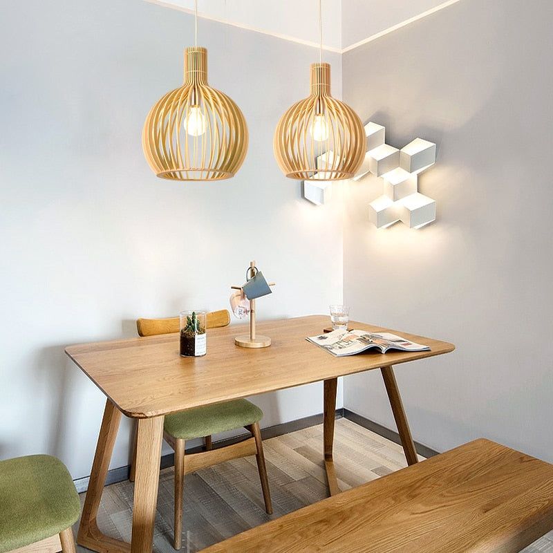 Lampe Suspendue : Élégance Naturelle en Lumière – Bois Artisanale 0