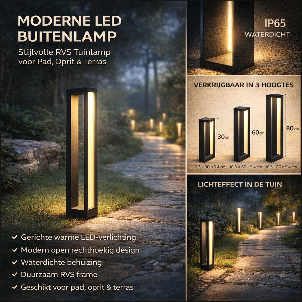 Lampe de Jardin en Acier Inoxydable | Éclairage LED Étanche pour Ambiance Élégante Extérieure 3