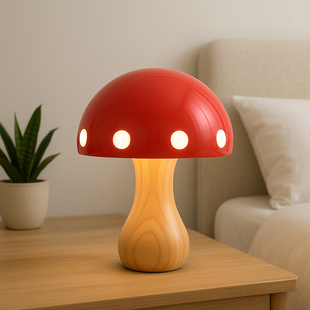 Lampe de Table Champignon : Élégance Rétro en Lumière – Design Raffiné 0