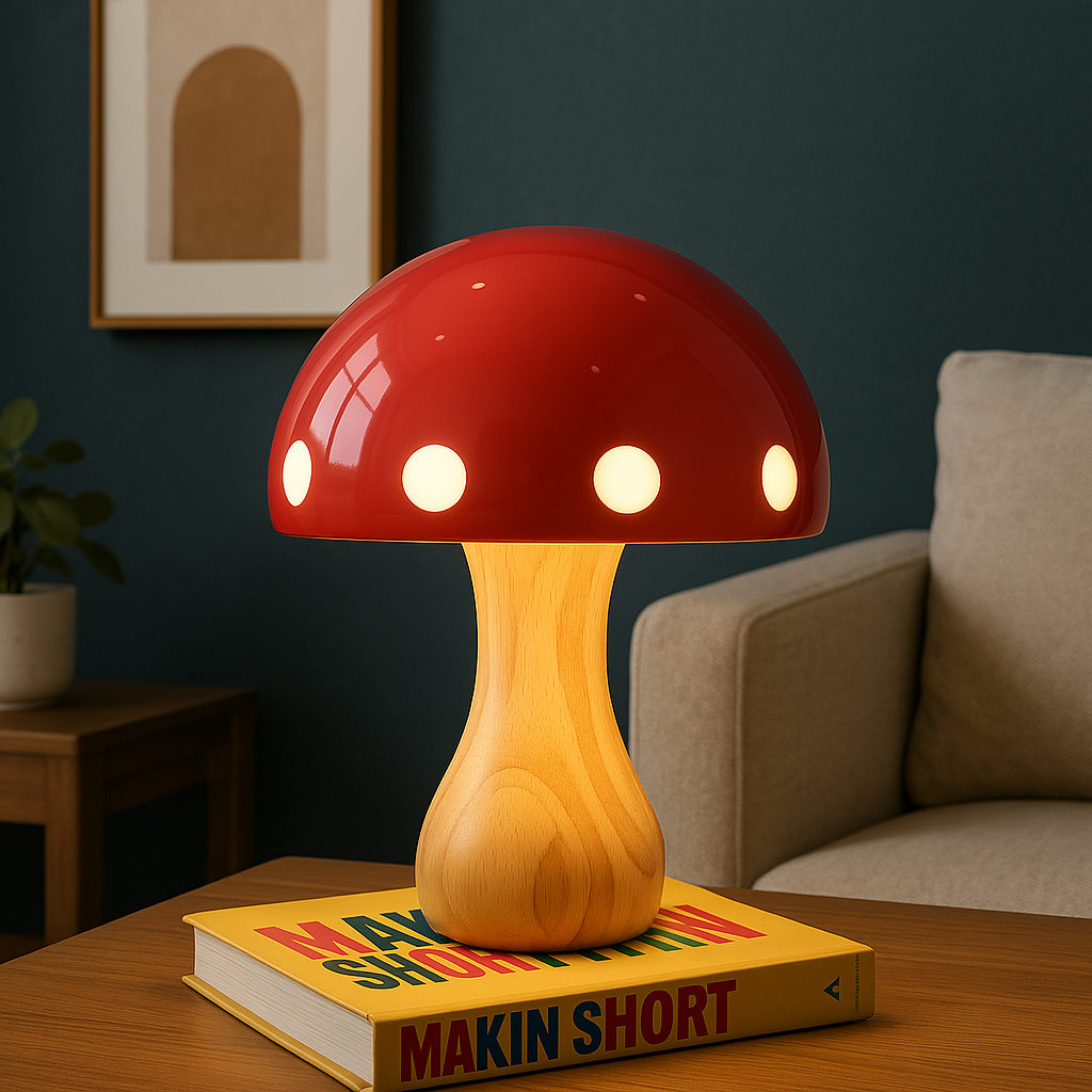 Lampe de Table Champignon : Élégance Rétro en Lumière – Design Raffiné 1
