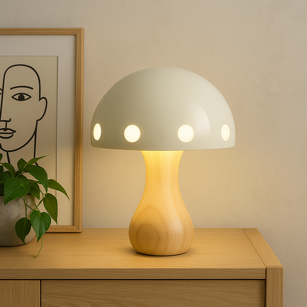 Lampe de Table Champignon : Élégance Rétro en Lumière – Design Raffiné 2
