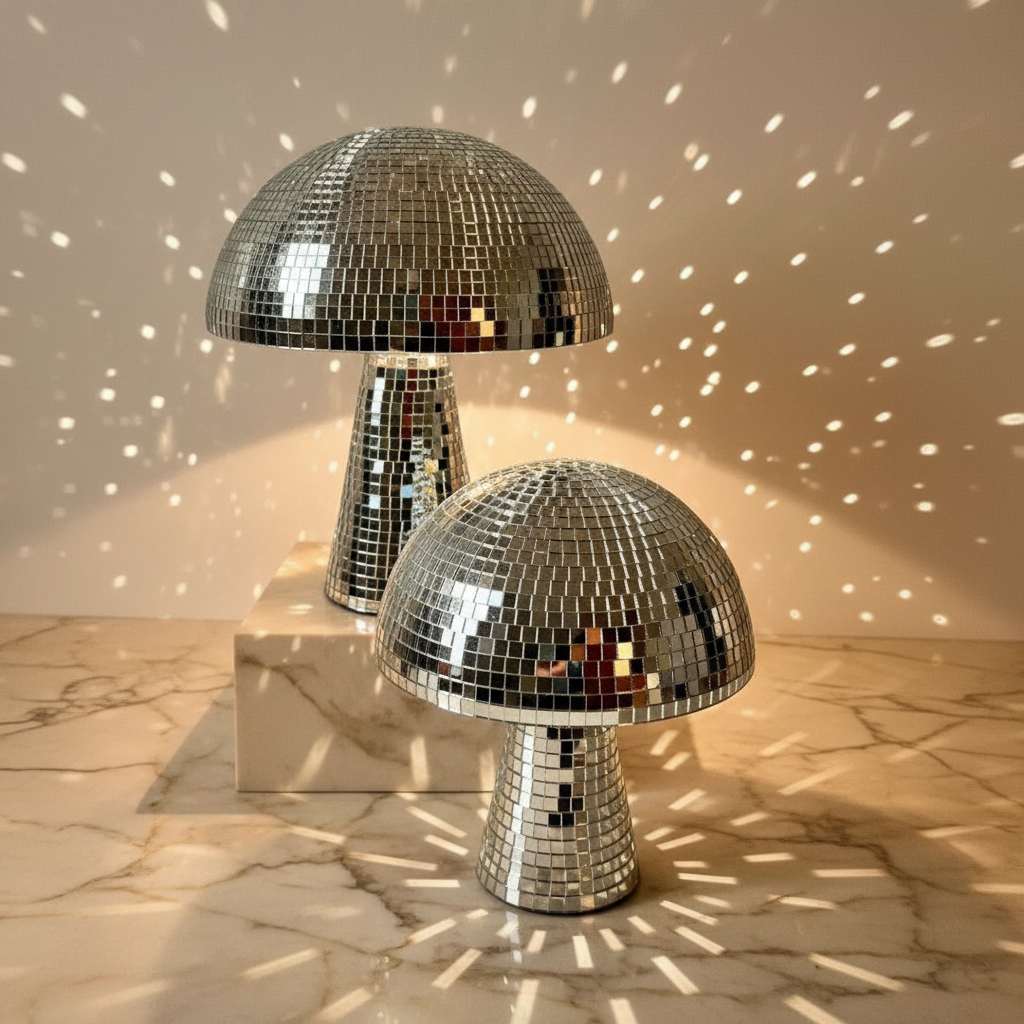 Lampe de Table Disco Élégante en Métal – Style Champignon 1
