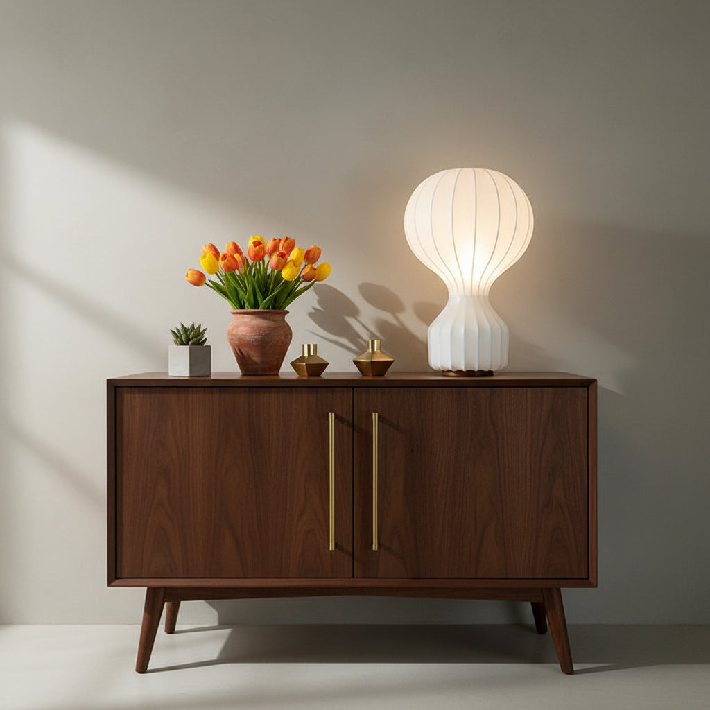 Lampe de Table Élégante en Soie – Design Wabi Sabi 0