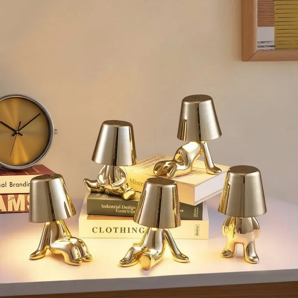 Lampe de Table Sans Fil : Élégance Naturelle en Lumière – Résine Dorée 0