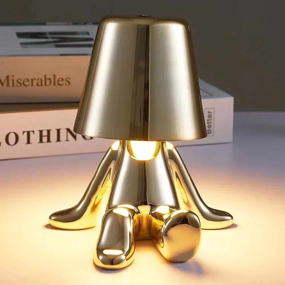 Lampe de Table Sans Fil : Élégance Naturelle en Lumière – Résine Dorée 1